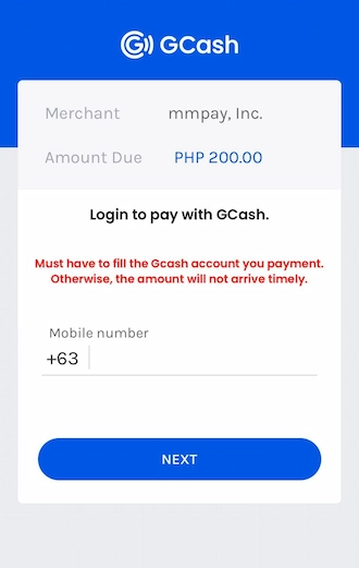 Step 4: Next, log in to your GCash account to begin payment