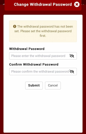 Step 3: Please set a withdrawal password and re-enter the correct withdrawal password again